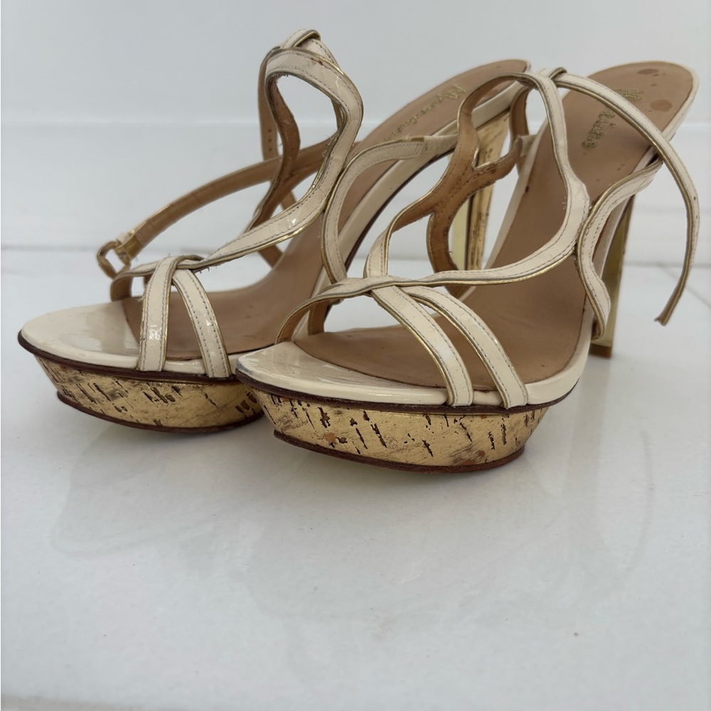 Marciano Cream and Gold Strappy Heels